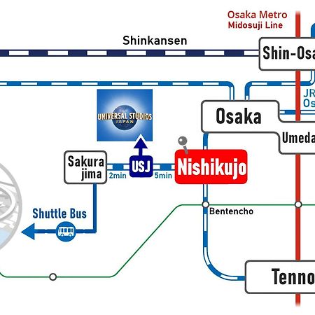 Usj 2 Stops, Umeda&Dotonbori 8Mins, Ninja Style Sv1 Osaka Eksteriør billede